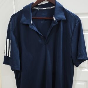 Adidas Men's Dark Blue Polo with White Accents